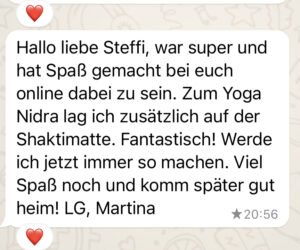 pos. Rückmeldung von Martina