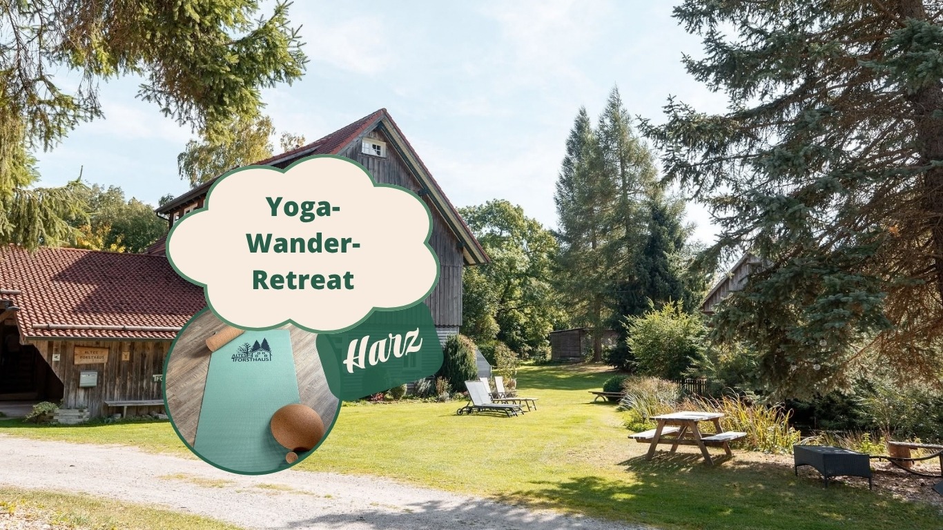 Yoga auf einer Wiese am Forsthaus im Harz.